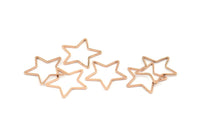 Gül Altın Yıldız Tılsımı, 12 Gül Altın Kaplama Pirinç Açık Yıldız Tılsımı (21x0,8 mm) BS 1077