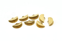 Brass Ribbon Crimp, 50 Raw Brass Textured Ribbon Crimp Ends With 1 Loop, Findings (15x9mm) D0561