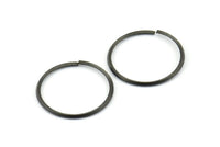 Wire Ear Hoops, 24 Oxidized Brass Black Faceted Wire Hoops, Earring Findings (22x1.3mm) E063