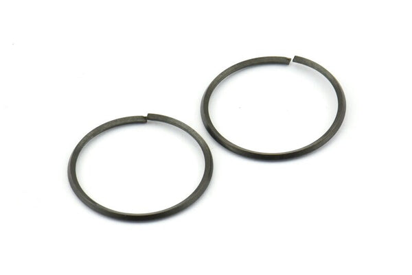 Wire Ear Hoops, 24 Oxidized Brass Black Faceted Wire Hoops, Earring Findings (22x1.3mm) E063