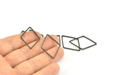 Black Diamond Charm, 12 Black Brass Black Open Diamond Ring Charms (31x21.5x1mm) E051 H1671