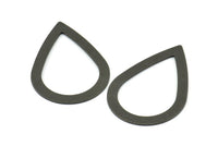 Black Drop Blank, 10 Oxidized Brass Black Drop Blanks, Findings (40x27x0.75mm) E086