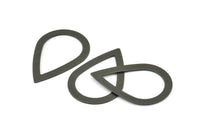 Black Drop Blank, 10 Oxidized Brass Black Drop Blanks, Findings (40x27x0.75mm) E086