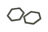 Hexagon Choker Charm, 6 Oxidized Brass Black Hexagon Charms, Pendants, Findings (33x24.5x1mm) E075