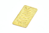 Brass Leaf Charm, 2 Raw Brass Leaf Textured Rectangle Charms With 1 Hole, Pendants (39x20mm) V146