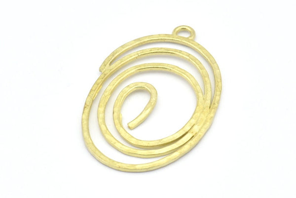 Brass Oval Charm, 3 Raw Brass Hammered Oval Charms With 1 Loop, Earrings, Pendants (43x27x1.2mm) V144