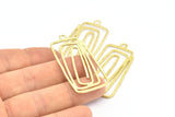 Brass Rectangle Charm, 3 Raw Brass Hammered Rectangle Charms With 1 Loop, Earrings, Pendants (47x23x1.2mm) V145