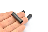 Industrial Long Tubes, 6 Oxidized Brass Black Industrial Long Tube Findings (30x9mm) Brc180--r027 S854
