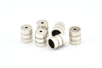 Silver End Cap, 25 Antique Silver Plated Brass End Cap , Cord Tip - 5mm Cord End - (6x7.50mm) B0061