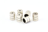 Silver End Cap, 25 Antique Silver Plated Brass End Cap , Cord Tip - 5mm Cord End - (6x7.50mm) B0061