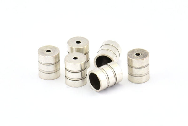 Silver End Cap, 25 Antique Silver Plated Brass End Cap , Cord Tip - 5mm Cord End - (6x7.50mm) B0061