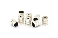 Silver End Cap, 25 Antique Silver Plated Brass End Cap , Cord Tip - 5mm Cord End - (6x7.50mm) B0061