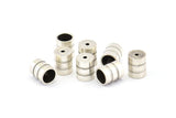 Silver End Cap, 25 Antique Silver Plated Brass End Cap , Cord Tip - 5mm Cord End - (6x7.50mm) B0061