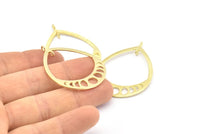 Brass Drop Earring, 4 Raw Brass Textured Moon Phases Drop Earrings With 2 Loops, Charms, Pendants, Findings (47x34x1mm) R089