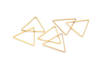 Gold Triangle Charm, 12 Gold Plated Brass Open Triangle Ring Charms (24x0.6x0.9mm) D0065 Q0278
