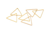 Gold Triangle Charm, 12 Gold Plated Brass Open Triangle Ring Charms (24x0.6x0.9mm) D0065 Q0278