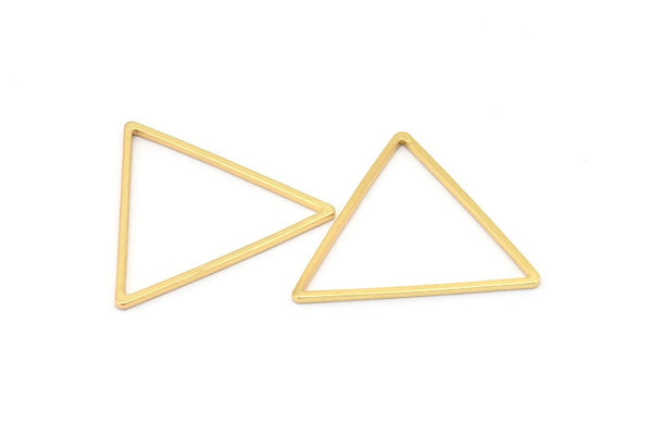 Gold Triangle Charm, 8 Gold Plated Brass Open Triangle Ring Charms (29x1mm) Bs 1070 Q0294
