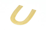 Brass Geometric Charm, 12 Raw Brass U Shaped Pendants With 3 Holes, Charms, Findings (35x27x0.50mm) D0614