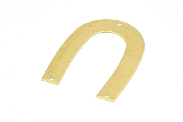 Brass Geometric Charm, 12 Raw Brass U Shaped Pendants With 3 Holes, Charms, Findings (35x27x0.50mm) D0614