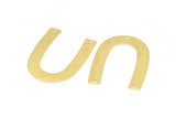 Brass Geometric Charm, 12 Raw Brass U Shaped Pendants With 3 Holes, Charms, Findings (35x27x0.50mm) D0614