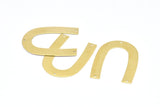 Brass Geometric Charm, 12 Raw Brass U Shaped Pendants With 3 Holes, Charms, Findings (35x27x0.50mm) D0614