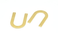 Brass Geometric Charm, 12 Raw Brass U Shaped Pendants With 3 Holes, Charms, Findings (28x20x0.80mm) D0606
