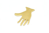 Brass Hand Charms, 24 Raw Brass Hand Charms With 1 Hole (25x17x0.80mm) D0612