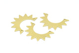 Brass Sun Charms, 10 Raw Brass Sun Charms With 2 Holes, Pendants, Earrings, Findings (35x24x12x0.80mm) B0328