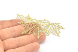Brass Leaf Charm, 10 Raw Brass Leaf Charms With 1 Hole, Earrings (38x47mm) D0633