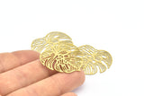Brass Leaf Charm, 10 Raw Brass Leaf Charms With 1 Hole, Earrings (32mm) D0661