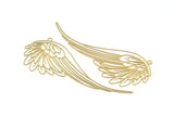 Brass Wing Charm, 6 Raw Brass Wing Charms With 1 Hole (78x29mm) D0659