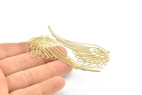 Brass Wing Charm, 6 Raw Brass Wing Charms With 1 Hole (78x29mm) D0659