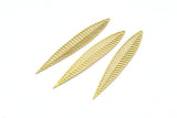 Brass Leaf Charm, 10 Raw Brass Leaf Earring Charms With 1 Hole (60x10mm) D0631