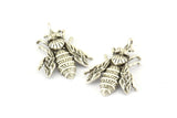 Huge Bee Pendant, 4 Antique Silver Plated Brass Charms With 1 Hole, Pendants (26x20x4.5mm) U136