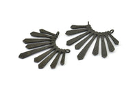 Black Sun Pendant, 1 Oxidized Brass Black Textured Sunny Pendants With 2 Loops (37x33.5x2mm) BS 1991 H1347