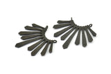 Black Sun Pendant, 1 Oxidized Brass Black Textured Sunny Pendants With 2 Loops (37x33.5x2mm) BS 1991 H1347