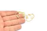 Brass Face Charm, 10 Raw Brass Face Charms With 1 Loop, Pendants, Earrings, Findings (36x26x0.80mm) D0636