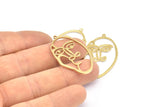Brass Face Charm, 10 Raw Brass Face Charms With 1 Loop, Pendants, Earrings, Findings (40x22x1mm) D0626