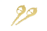 Brass Face Charm, 12 Raw Brass Face Charms With 2 Loops, Pendants, Earrings, Findings (53x16x1mm) D0639