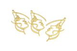 Brass Face Charm, 10 Raw Brass Face Charms With 1 Loop, Pendants, Earrings, Findings (50x25x1mm) D0624