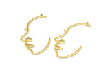 Brass Face Charm, 12 Raw Brass Face Charms With 1 Loop, Pendants, Earrings, Findings (43x23x1mm) D0625