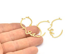 Brass Face Charm, 12 Raw Brass Face Charms With 1 Loop, Pendants, Earrings, Findings (43x23x1mm) D0625