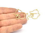 Brass Face Charm, 10 Raw Brass Face Charms With 1 Loop, Pendants, Earrings, Findings (33x27x1mm) D0621