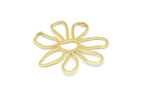 Brass Daisy Charm, 10 Raw Brass Daisy Charms With 1 Hole, Pendants, Earrings (34x1mm) D0638