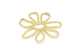 Brass Daisy Charm, 10 Raw Brass Daisy Charms With 1 Hole, Pendants, Earrings (34x1mm) D0638