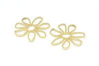 Brass Daisy Charm, 10 Raw Brass Daisy Charms With 1 Hole, Pendants, Earrings (34x1mm) D0638
