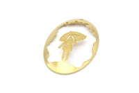 Brass Umbrella Charm, 4 Raw Brass Umbrella Charms With 1 Hole, Pendants, Earrings (45x30x1mm) D0647