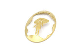 Brass Umbrella Charm, 4 Raw Brass Umbrella Charms With 1 Hole, Pendants, Earrings (45x30x1mm) D0647