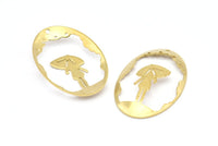 Brass Umbrella Charm, 4 Raw Brass Umbrella Charms With 1 Hole, Pendants, Earrings (45x30x1mm) D0647