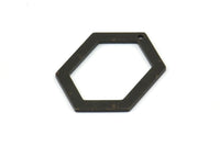 Hexagon Choker Charm, 6 Oxidized Brass Black Hexagon Charms With 1 Hole, Pendants, Findings (26.5x19x1mm) E018